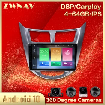 

360 Cameras Screen For Hyundai solaris 2010 2011 2012 2013 2014 2015 2016 Android 10 Multimedia Screen Audio Radio Recorder Head