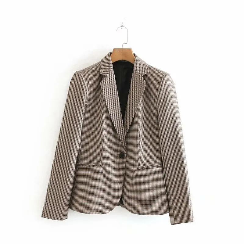 

F7052-Western Style WOMEN'S Dress 2019 Spring And Autumn New Style Retro Thousands of Birds One-Button Suit Jacket Women's