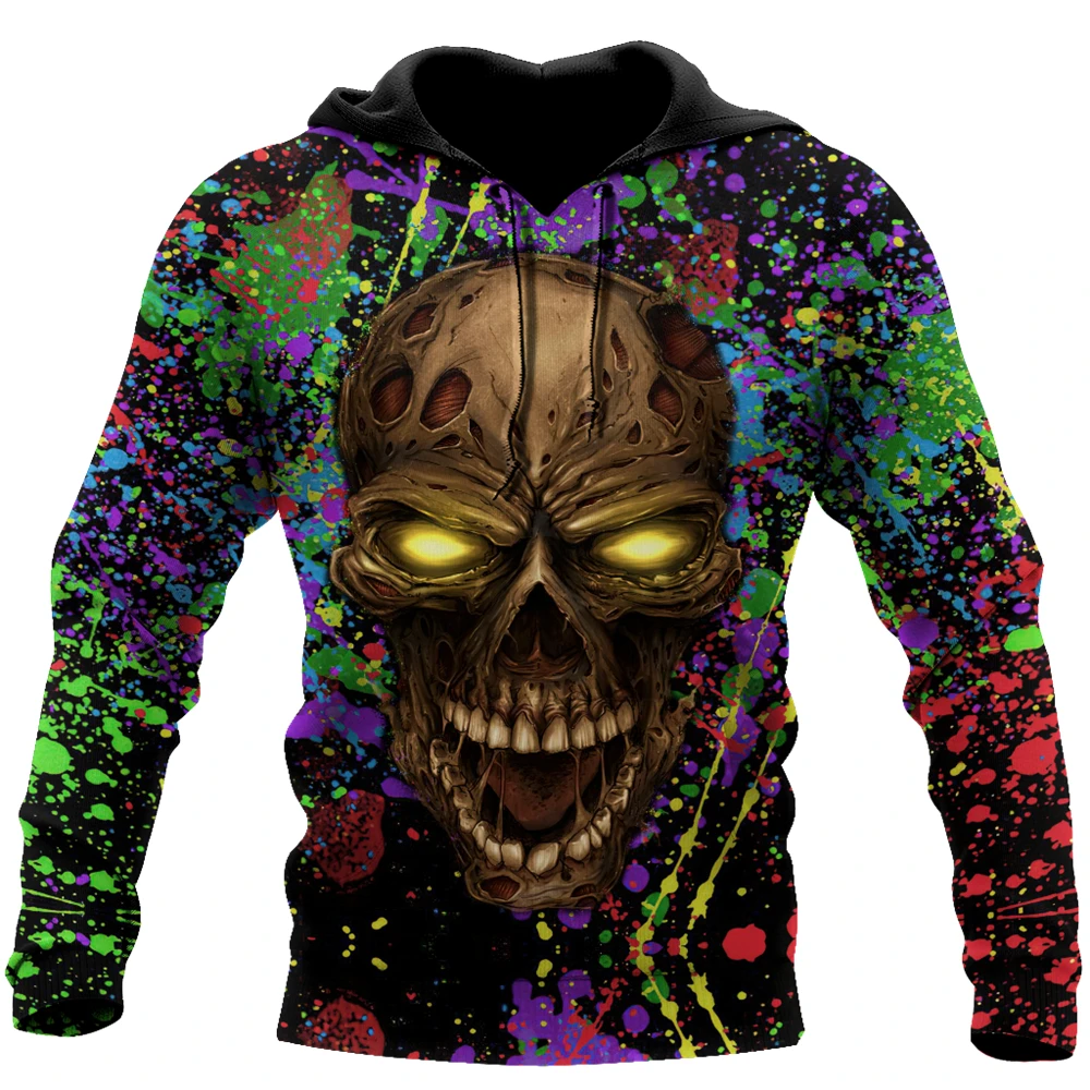 

Colorful Skull Pattern 3D Full Printing Mens Hoodie New Fashion Zipper Hoodie Unisex Casual Sweatshirt DYI296