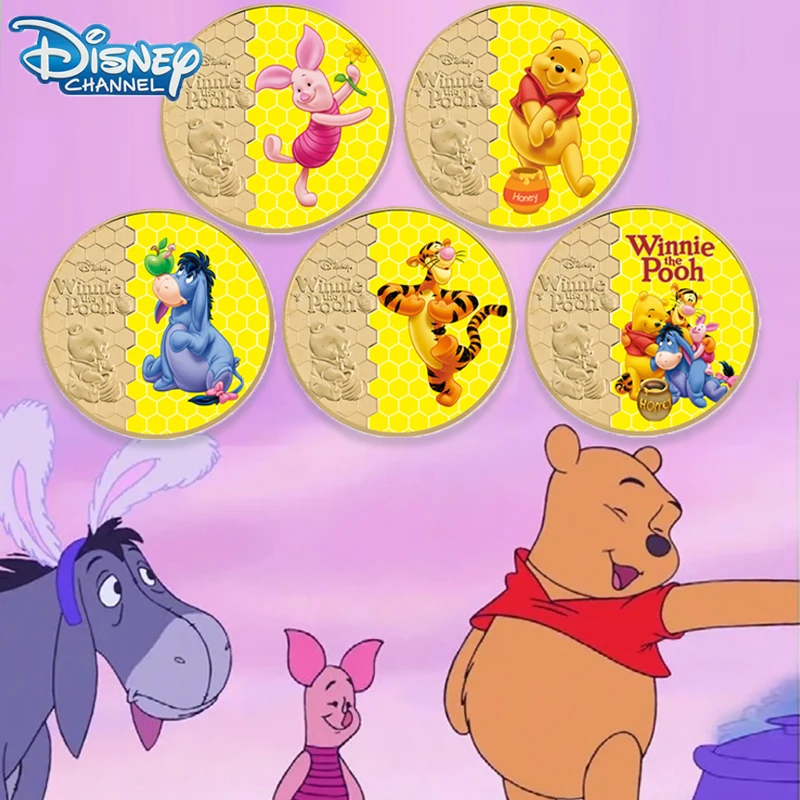 Disney Pooh Winnie Piglet Monete Commemorative Personaggio Cinematografico Tigger Eeyore Collezione Di Monete Fortunati Artigianato Per Monete Regali 