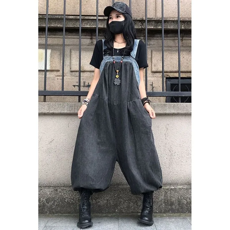 Женский джинсовый комбинезон свободного покроя винтажный хлопковый с
