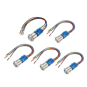 

uxcell Push Button Switch Momentary/Latching 19mm Mounting Diameter 1NO 1NC COM 12/24V LED Light with Socket Plug Wires