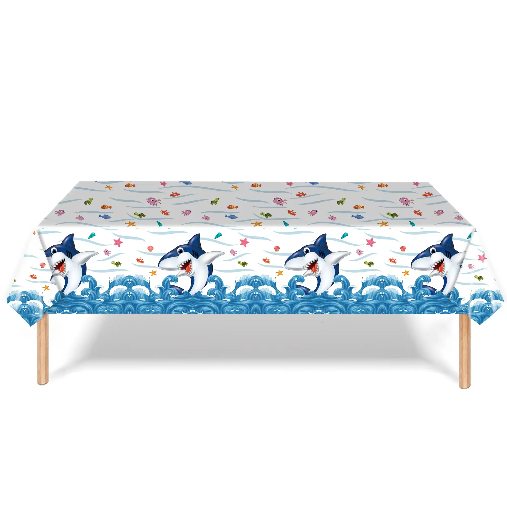 Ocean Shark Disposable Tablecloth 108*180cm Cute Baby Shower Boy Party Decor Cupcake Toppers Supplies | Дом и сад