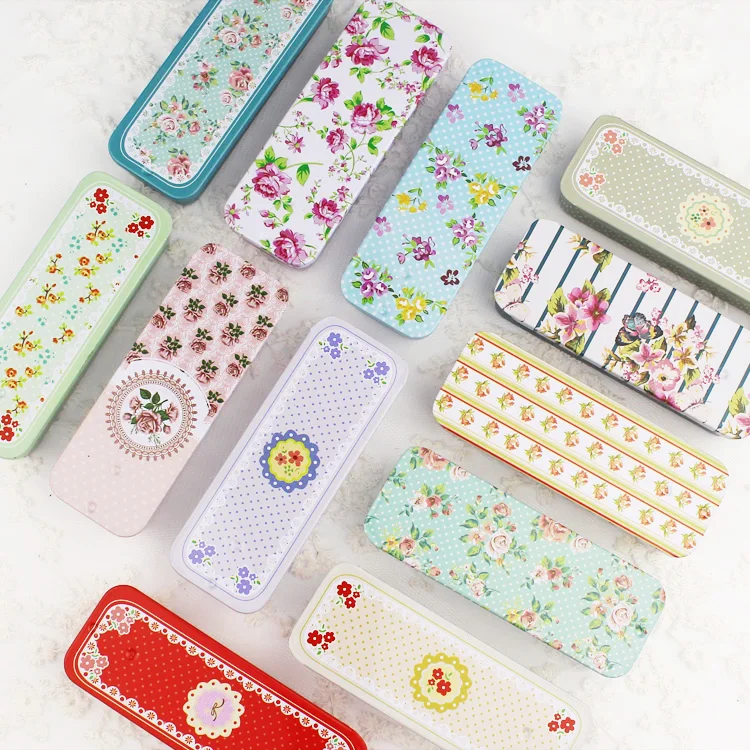 1PC Portable Mini Floral Metal Storage Box Slide Small Pill ,Headphone,Cigarette ,Jewelry Tin Box Organizer Container