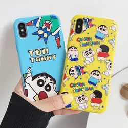 Чехол Crayon Shin-chan для iPhone 11 Pro Max XR XS X 8 7 6S 6 Plus 5 5S SE мультяшная милая пара силиконовых чехлов из ТПУ для телефона