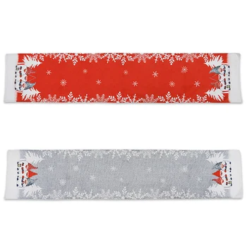 

2 Pcs Santa Claus and Snowflake Table Runner for Christmas Holidays Party Dinner Table Setting Decor