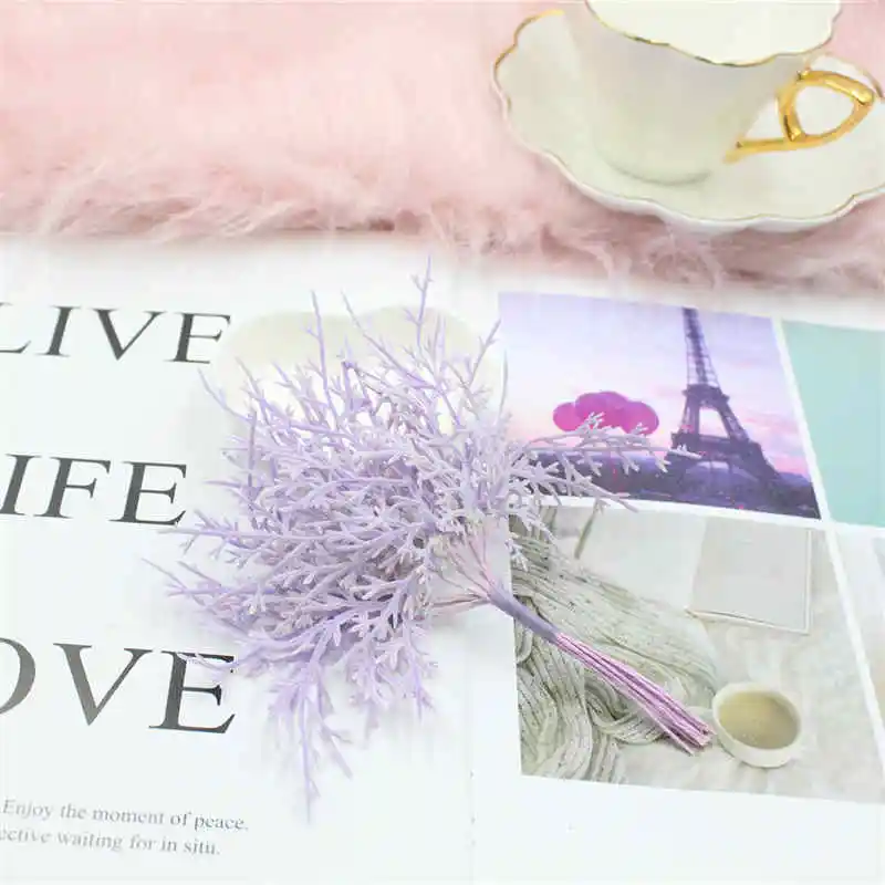 light purple 10 шт. искусственные растения дешевые рождественские листья вазы для домашнего декора свадебные аксессуары оформление diy подарки Plasti - Цвет: light purple