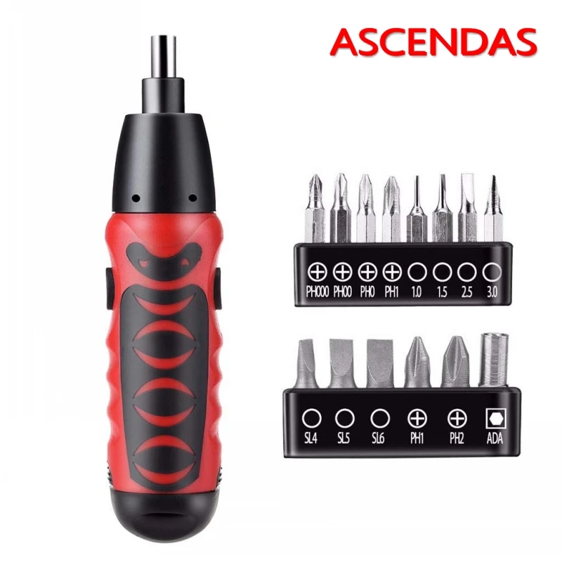 Аккумуляторная отвертка ASCENDAS мини-отвертка с батарейным питанием набор