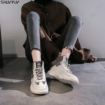 

SWYIVY PU Flat Women Shoes Sneakers Fashion Chunky Sneakers Women 2020 Spring Mixed Colors Casual Shoes Woman Zipper Ladies Shoe