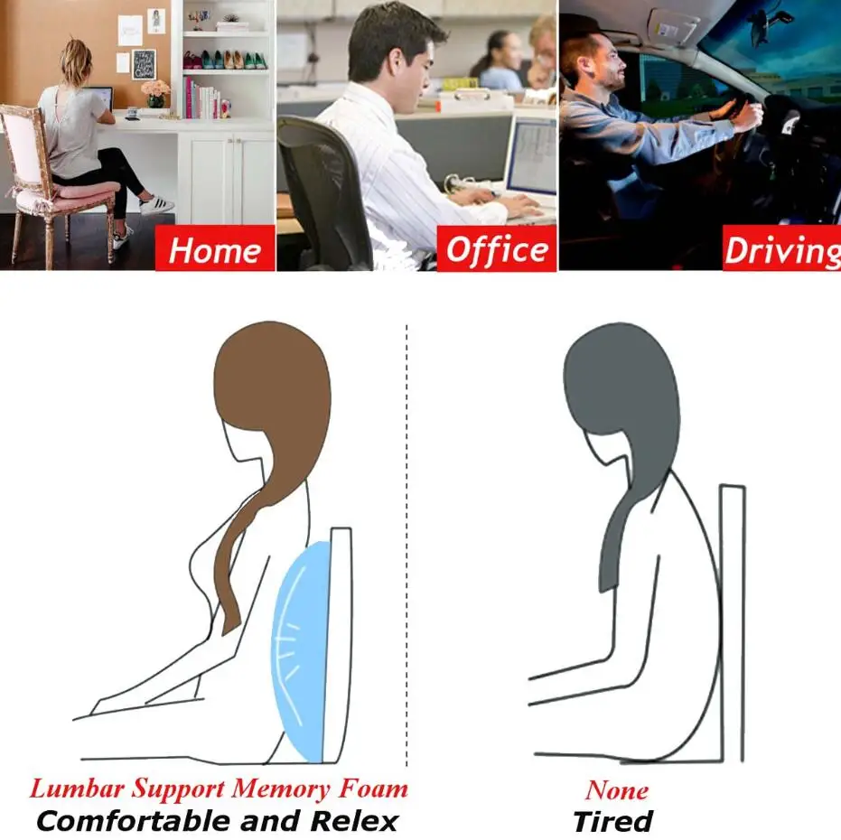Подушка для автомобильного сидения, для дома и офиса, гелевая, мягкая, с эффектом памяти, поясничная поддержка, массажер для спины, поясная подушка, подушка для кресла, облегчающая боль в