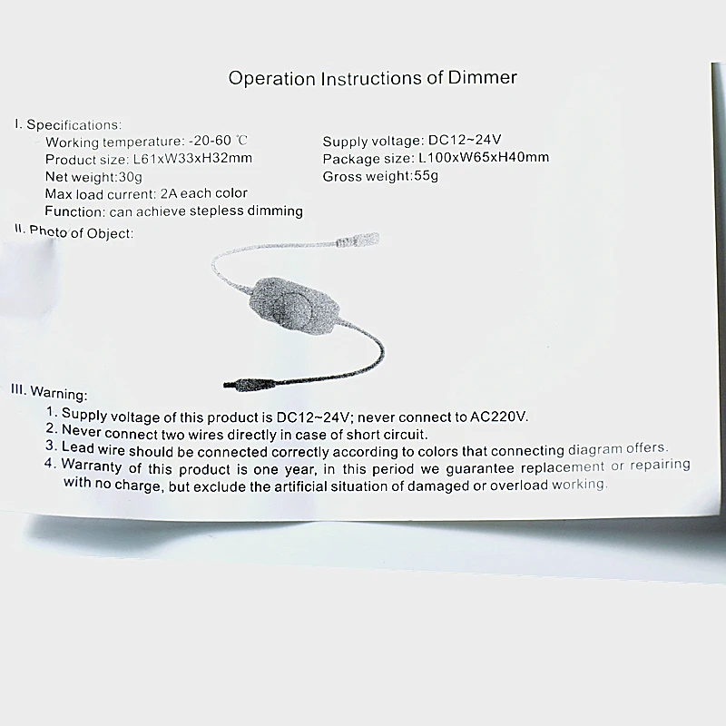 Led com Interruptor de Botão dc sem Fio Fita Dimmer Monocromático Lâmpada Conector Baixa Tensão Preto Pwm Stepless Dc12-24v 2a 2 Fita com regulador de intensidade de luz