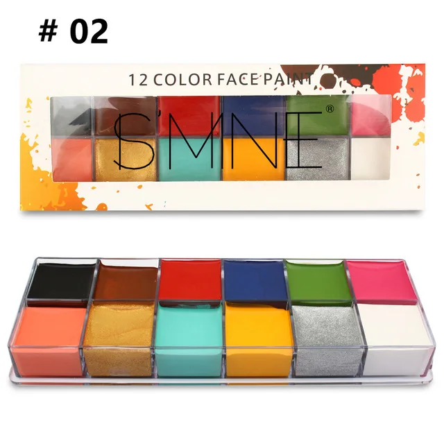 02 Pumpkin Palette Givenone, 12 цветов, краска для лица, боди-арт, краска для тела, масляная краска, тату, макияж, косметическая краска для тела, для Хэллоуина, вечерние - Цвет: 02 Pumpkin Palette