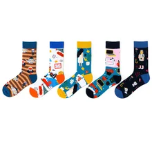 Хлопковые носки для взрослых, дышащие и теплые носки до колена, креативные носки с мультяшным принтом, хипстерские носки унисекс, уличная одежда