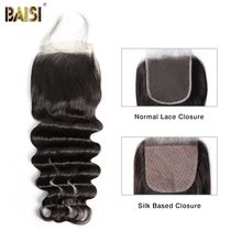 BAISI волосы перуанские Виргинские человеческие волосы естественная волна Кружева Закрытие 4x4 свободная часть средней части с волосами младенца