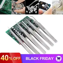 6 шт./лот, набор электронных пинцетов из нержавеющей стали 120 мм-140 мм, антистатические ювелирные изделия, антистатические пинцеты, набор инструментов для ремонта