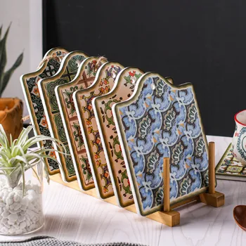 

Moroccan Ceramic Trivet Pot Holder Non-Skid Heat Insulation Hot Pot Pad Mug Cork Mat Cork Holder Bowl Coasters E2S