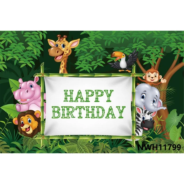 Safari 1st Birthday Backdrop Jungle Tropical Forest Wild One Animal Party Photography Newborn Baby Shower Photo Background Props NWH11799