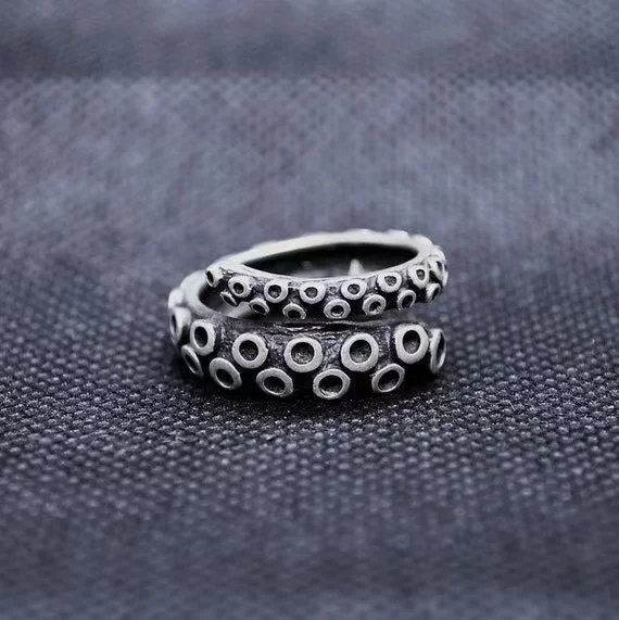 Us Size Dropshipping Charm Halloween Octopus Punk Stainless Steel Seaman Rings Men Anel Puck Jewelry Gift for Sailor Party Gift 4