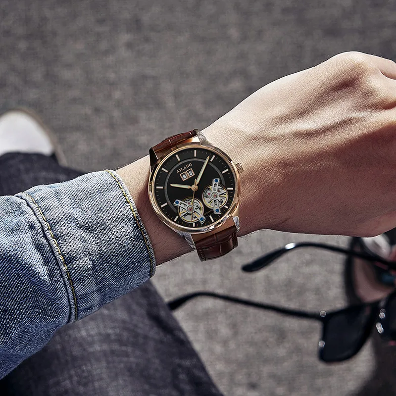 

Switzerland Double Tourbillon Fashion Business Mens Automatic Watch Waterproof Mechanical Watch Mens Sport Calendar Watches