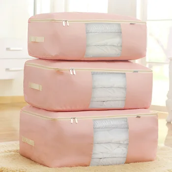

Printed Oxford Cloth Visual Window Storage Box Clothing Buggy Bag Double Zipper Washable Moisture-Proof Quilt Bag