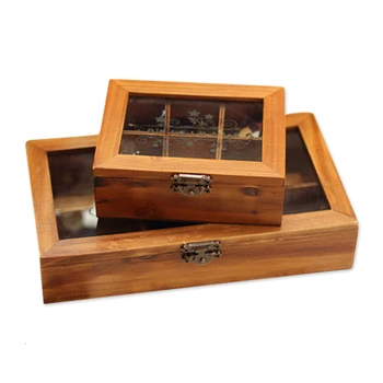 

Wooden Box Belt Brass Button Sub Acrylic Transparent Lid Jewelry Box Large Number