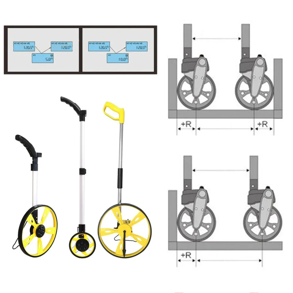 Цифровой измерительный прибор для измерения расстояния на колесах, дальномер для ходьбы, складные одиночные гибкие колеса, измерительный прибор для измерения 0-9999 м, ручной расширитель