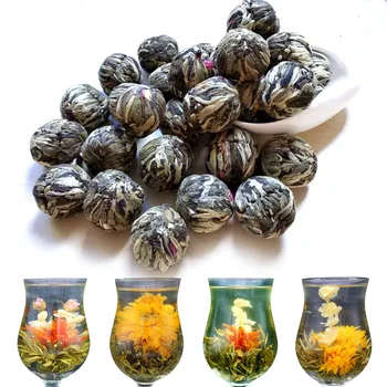 

2020 Craft flower tea will bloom pure craft flower tea ball jasmine flower tea love life double dragon playing pearl gift tea