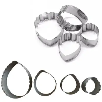 

4Pcs Rose Flower Leaves Cutters Set Fondant Cutter Pressure & 4Pcs Stainless Steel Mold Bakeware Heart Peony Flower