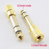 1/2pcs 6.5mm to 3.5mm Male to Female Headphone Stereo Audio Jack Plus Adapter 6.5 3.5 Converter Gold Music MP3 L19 - Image 2
