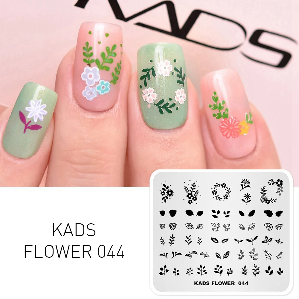 KADS пластины для штамповки ногтей 48 дизайнов цветок бабочка изображение дизайн ногтей штамп Шаблон трафарет для штамповки ногтей Маникюрный Инструмент - Цвет: Flower 044