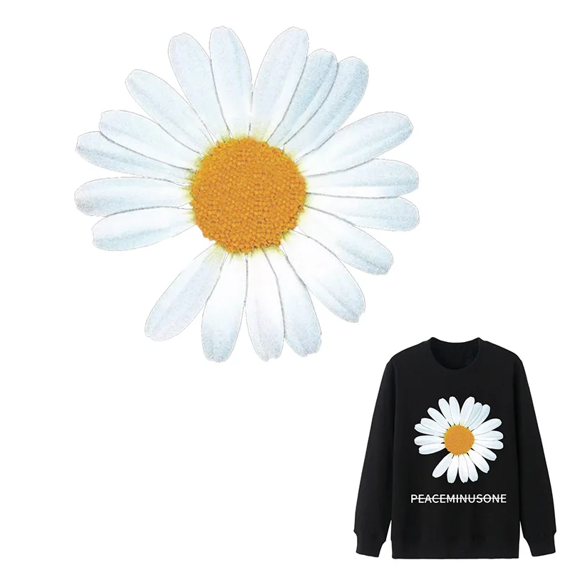 NEW Small Daisies Patches For Clothing Diy T-shirt Heat Transfer Patches Fashion Iron Transfer Set Flower Decorative Sticker fashion girls patches iron on transfers for clothing stickers daisies stripe heat transfer vinyl applique for clothes t shirt