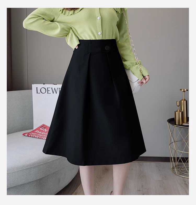 mini skirts for women 2020 Fashion Korean Style Skirt t for Woman Button Autumn Winter Vintage Solid Work Wear Skirt Lady Office Business Skirt plaid skirt