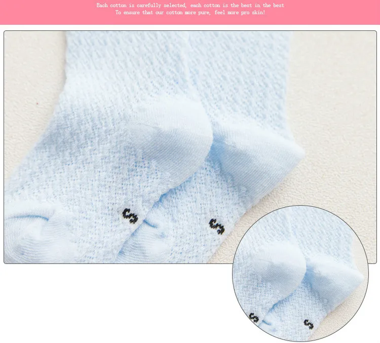 Носки для маленьких девочек от 0 до 24 месяцев, хлопковые сетчатые Дышащие носки для малышей носки до колена для новорожденных мальчиков и девочек