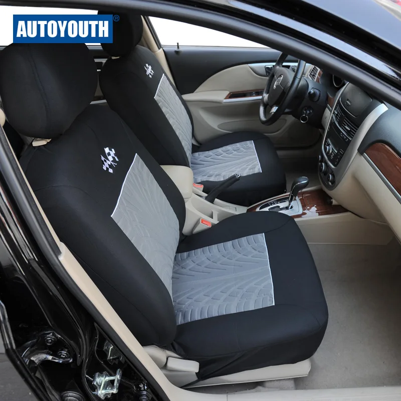 Чехлы На Сиденья Автомобиля AUTOYOUTH Универсальный Цвет Чёрный и Серый 9 Шт. Набор