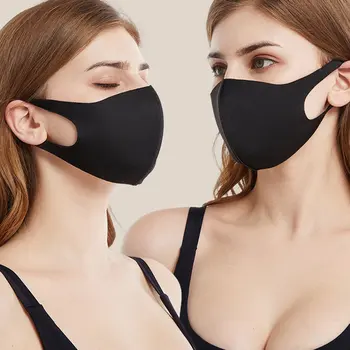 

3/10pcs Women Black Mask Washable Earloop Reusable Mask Mask Breathable Anti-dust Haze Face Mouth Mask Dustproof Protective
