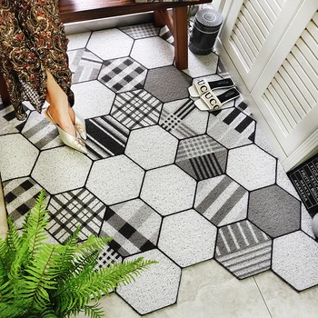 

Nordic British Soft PVC Steel Wire Door Mat Door Mat Entrance Hall Custom Carpet Waterproof Non-slip Plastic Floor Mat