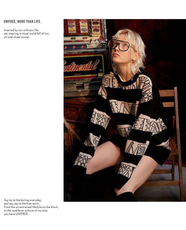 UNIFREE/ г. Осенняя Новая модная женская Уличная свитер в стиле хип-хопа U193K339RR