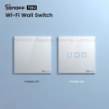 Itead SONOFF смарт сенсорный выключатель T0EU 1/2/3 Wi-Fi настенный светильник переключатель Стекло дистанционного Управление работа Alexa Google Home ewelink