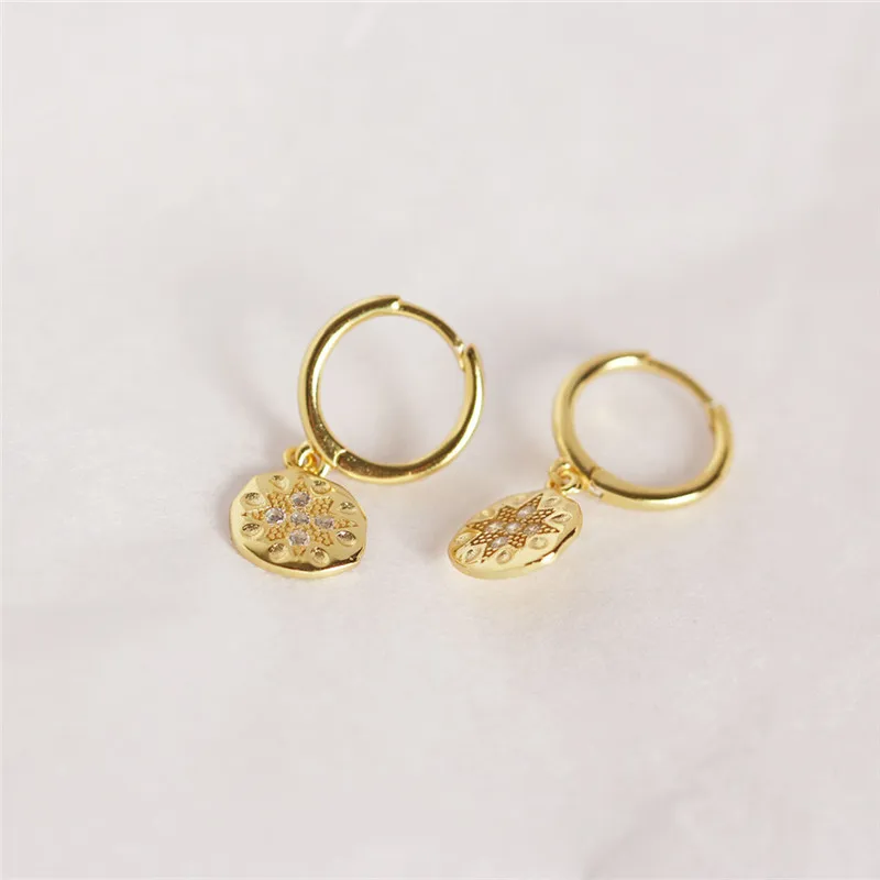 Goldcolor 925 Sterling Silver Earrings Octagonal Earrings Fashion Inlaid Zircon Wedding Banquet Girlfriend Gift Earrings Ladies Jewelry - Окраска металла: Goldcolor