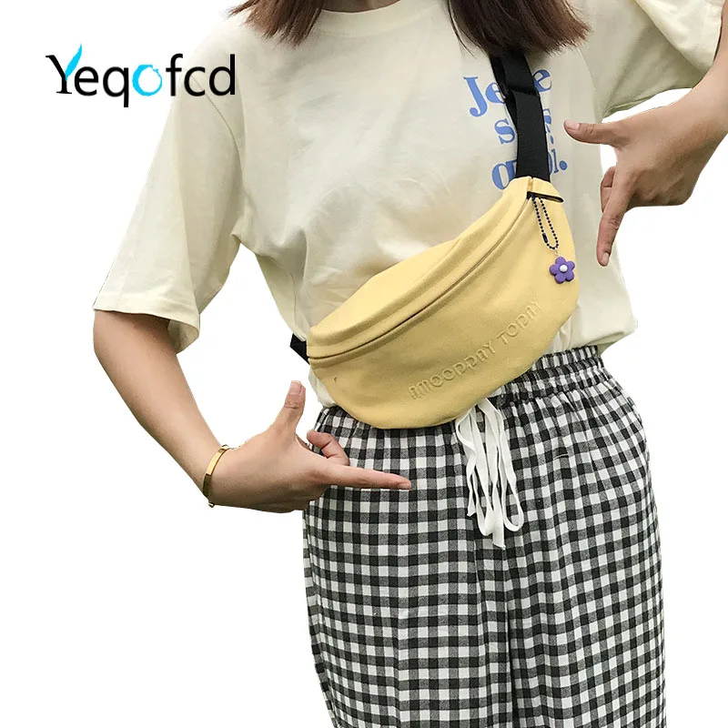 

Yeqofcd Women Waist Bag Fanny Pack Pure Color Casual Sports Purse Breast Package Canvas Messenger Shoulder Bags For Student Girl