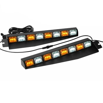 

48W Amber/White LED Visor Light Hazard Emergency Windshield Strobe Light Bar