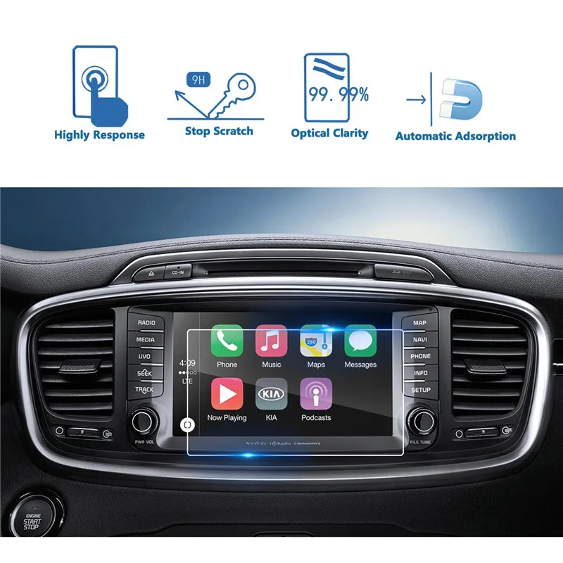 

Car Navigation Screen Protector Compatible for Kia 2016-2018 Sorento UVO 8 Inch [9H] Tempered Glass Infotainment