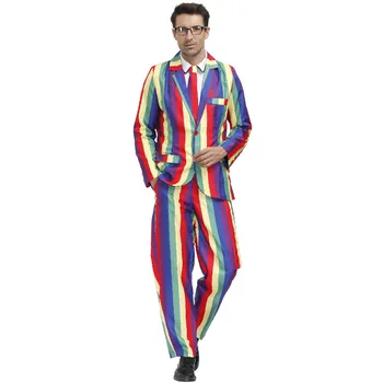 

Festival Clothing Rainbow Stripes Party Suit for Man Halloween Costumes