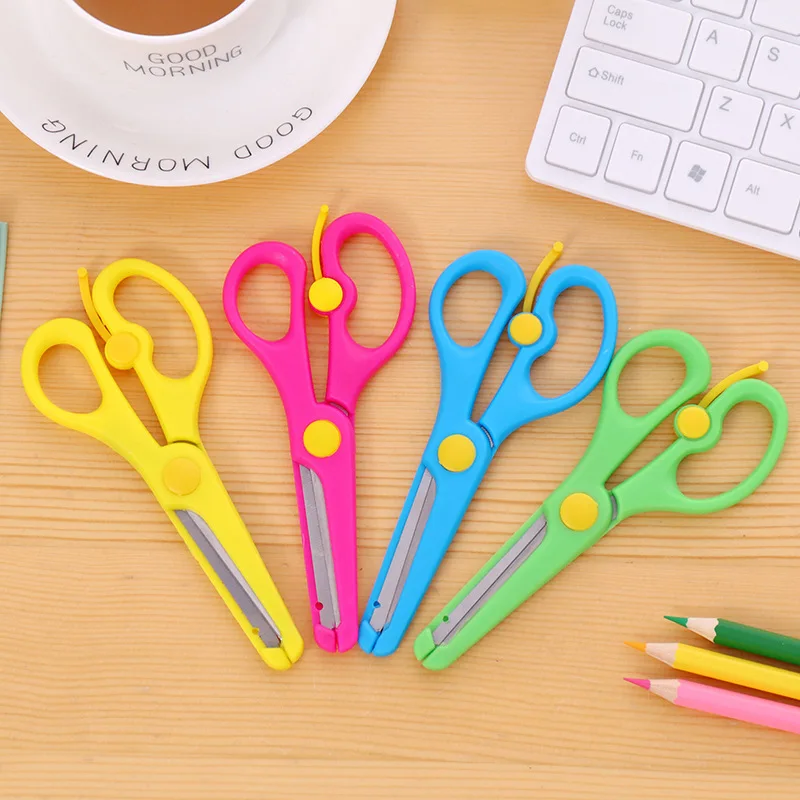 

DIY Paper-cut Plastic Small Scissors for Children Kindergartens Primary Students Safe Paper Cutter Cute Scissors