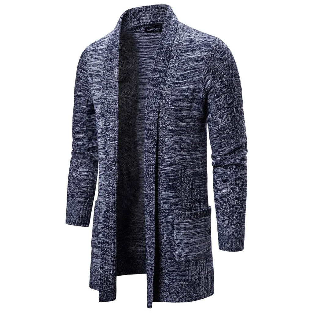 Men's Cardigan sweater Outwear Casual Solid Knit Trench Coat Jacket Long Sleeve Cloak Coat Knitted Sweater Cardigans Outerwear