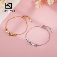 KALNE тренд капли воды круглый циркон браслеты для женщин золото/серебро Нержавеющая сталь звено цепи застежка Омар Esposas ювелирные изделия