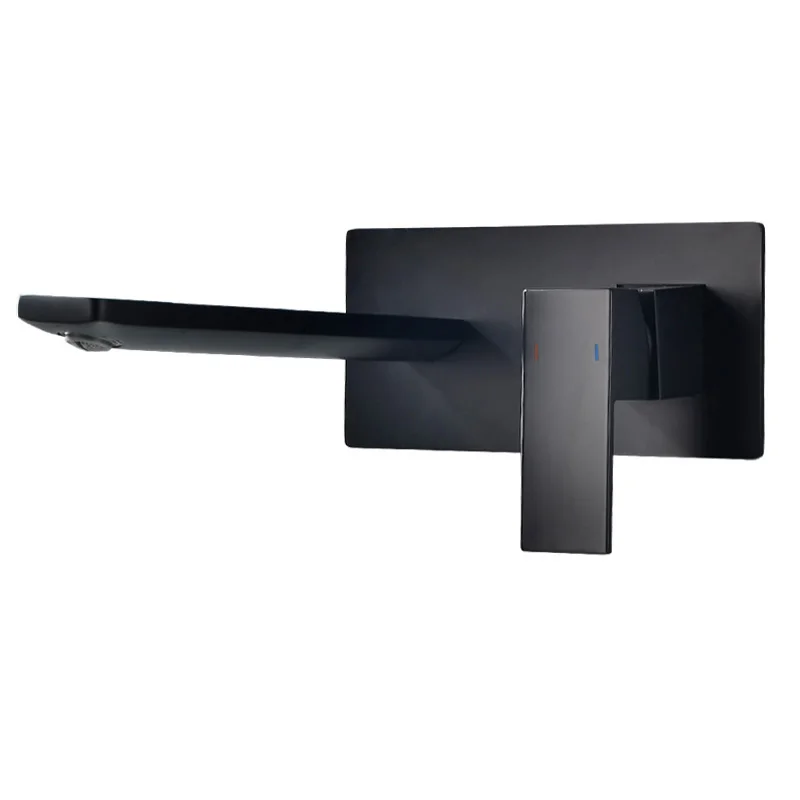 

Black Concealed Installation Hotel Bathroom Basin Faucet Hot and Cold Water Wall Mounted Bath Sink Faucet