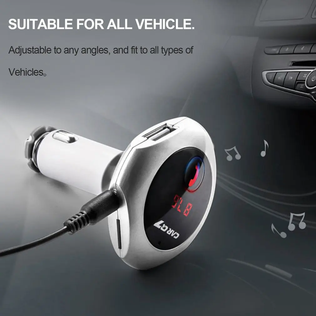 Автомобильный плеер двойной USB беспроводной W слот-в fm-передатчик MP3-плеер вращающийся на 360 градусов автомобильное зарядное устройство