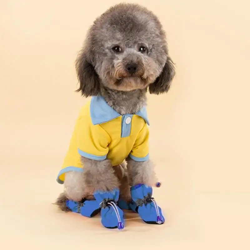 4 шт./компл. Водонепроницаемый Pet обувь мягкие антискользящие Гольфы собаки резиновые ботильоны; обувь