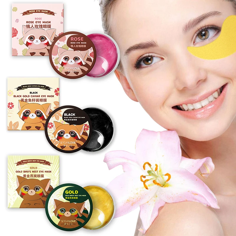 60pcs Rose Eye Mask Fades Fine Lines Eliminate Puffiness Patches Moisturize Eye Mask Remove Stye Crystal Collagen Gel Mask